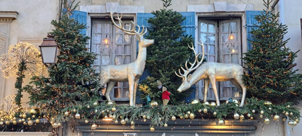 Une des façades décorées pour les festivités de fin d'année du centre ville de Saint-Rémy-de-Provence proche du gîte.